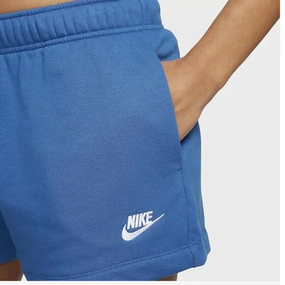 Nike Womens Club Fleece MID-Rise Shorts Court Blue/White - Picture 4 of 4